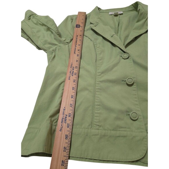 Coldwater Creek Jacket Women's 14 Lime Green 3/4 Sleeves Pockets Cotton I9.1 - Picture 6 of 10